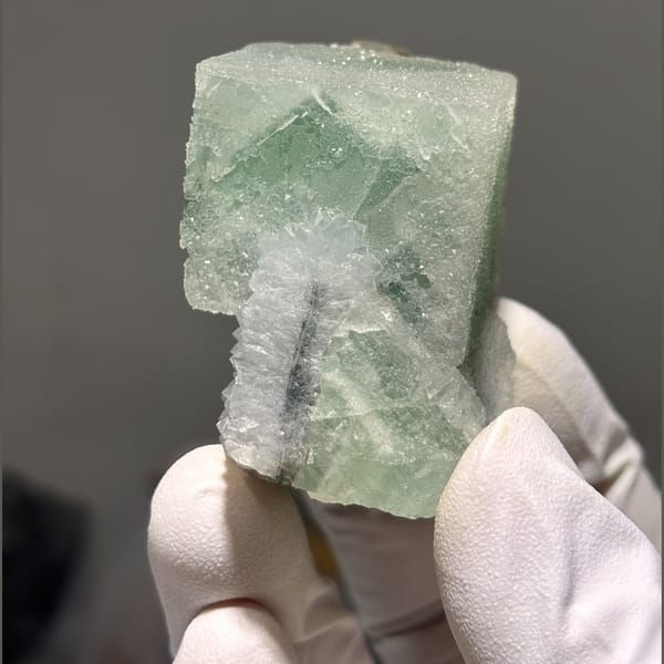 Sugar-textured fluorite cluster — detail view