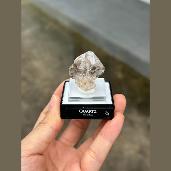 Smoky skeletal quartz crystal from Namibia — alternate view