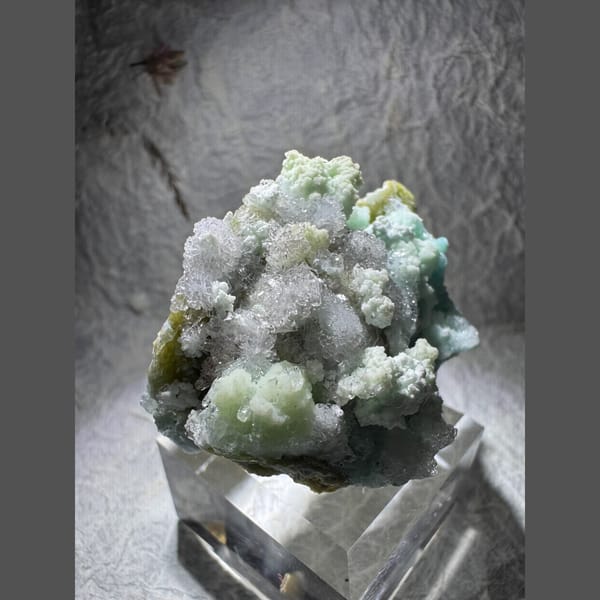 Frosted White and Blue-Green Creedite Cluster 4.5 cm — alternate view