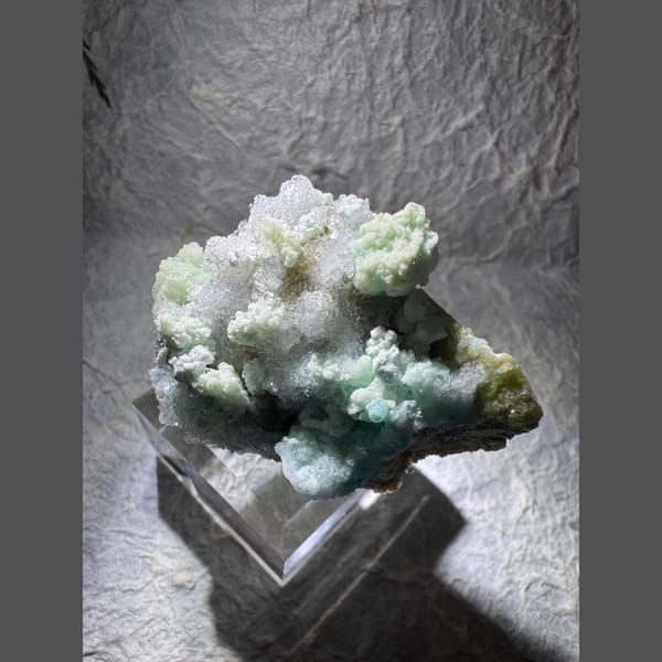 Frosted White and Blue-Green Creedite Cluster 4.5 cm — alternate view