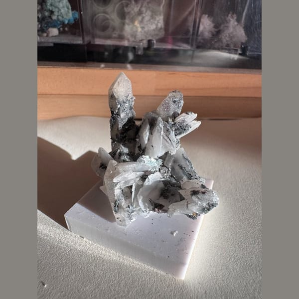 Quartz with Calcite and Specular Hematite Inner Mongolia 5.0 cm — complete view