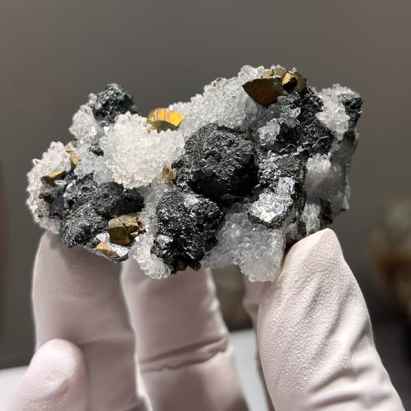 Metallic galena crystal — detail view