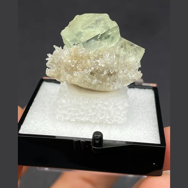 Fluorite with quartz mid from Fujian — complete view