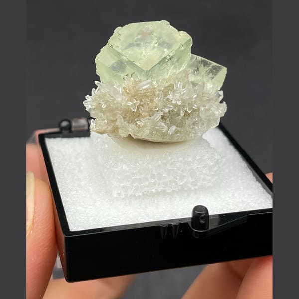 Fluorite with quartz mid from Fujian — alternate view