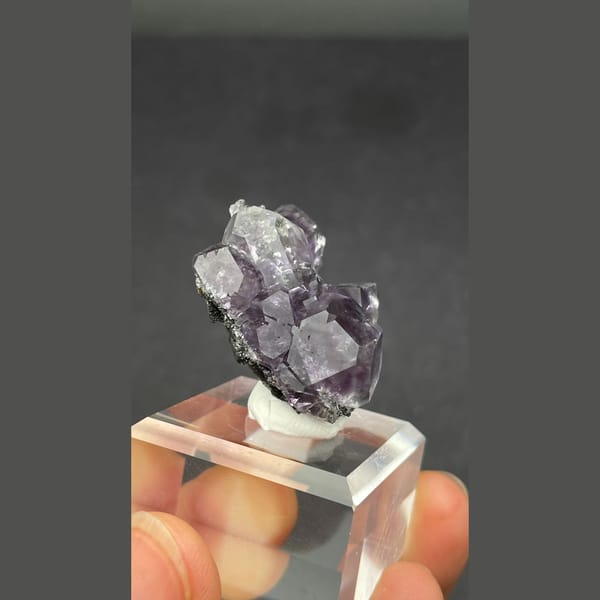 Glassy purple fluorite cube cluster from Fujian — alternate view