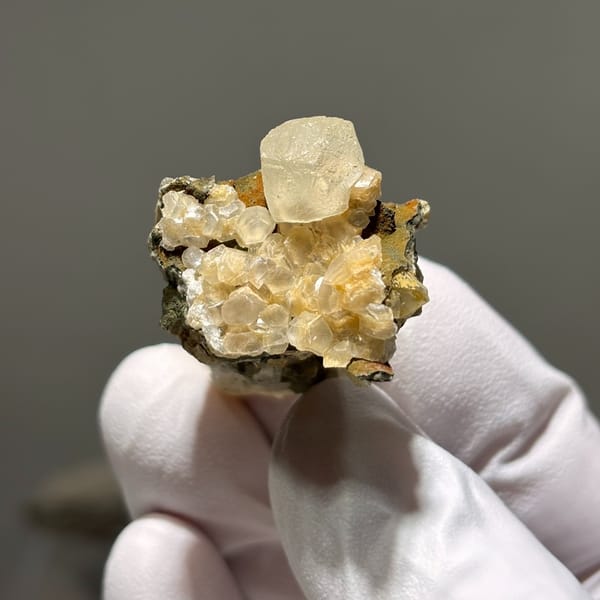Calcite crystal cluster — alternate view