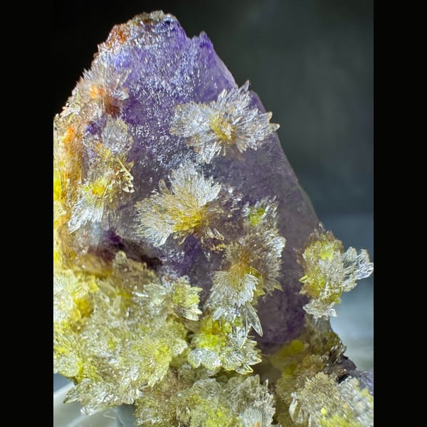 Creedite with Carlhintzeite and Purple Fluorite 5.0 cm — alternate view