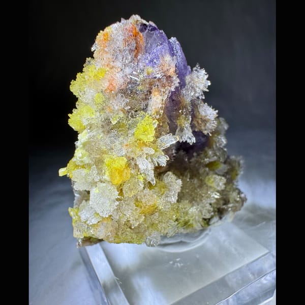 Creedite with Carlhintzeite and Purple Fluorite 5.0 cm — alternate view