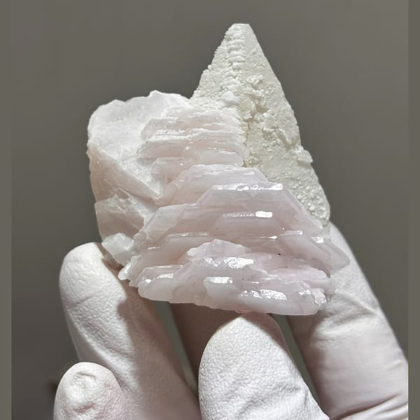 Pink calcite cluster — detail view