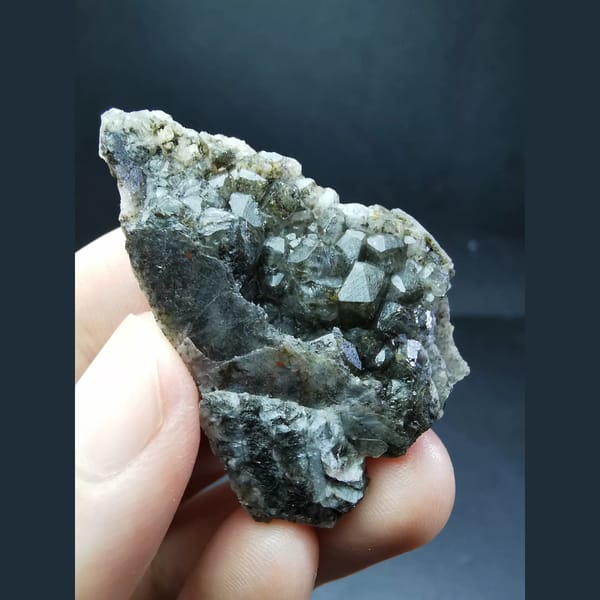 Chocolate ice-skin calcite cluster — complete view