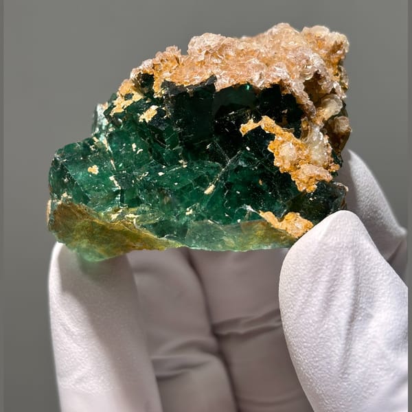 Namibia fluorite with calcite — complete view