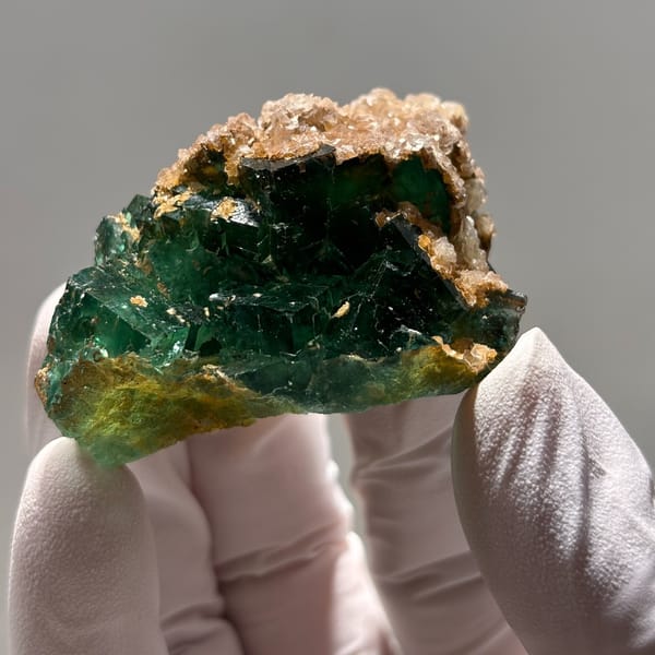 Namibia fluorite with calcite — alternate view