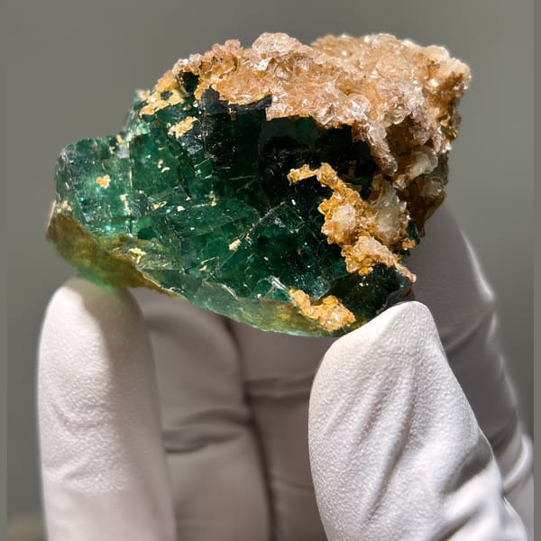 Namibia fluorite with calcite — alternate view