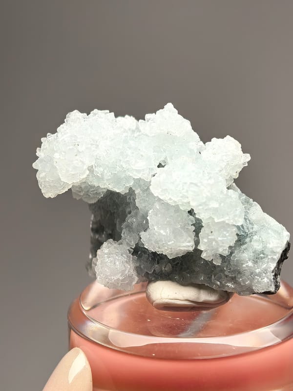 Pale Aqua Prehnite Wave Cluster — India — individual mineral specimen view 2