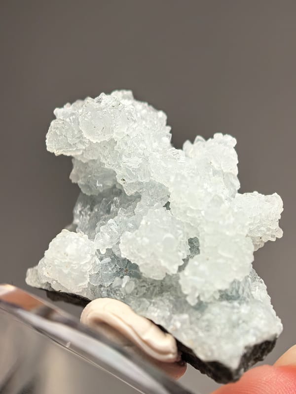 Pale Aqua Prehnite Wave Cluster — India — mineral specimen view 3