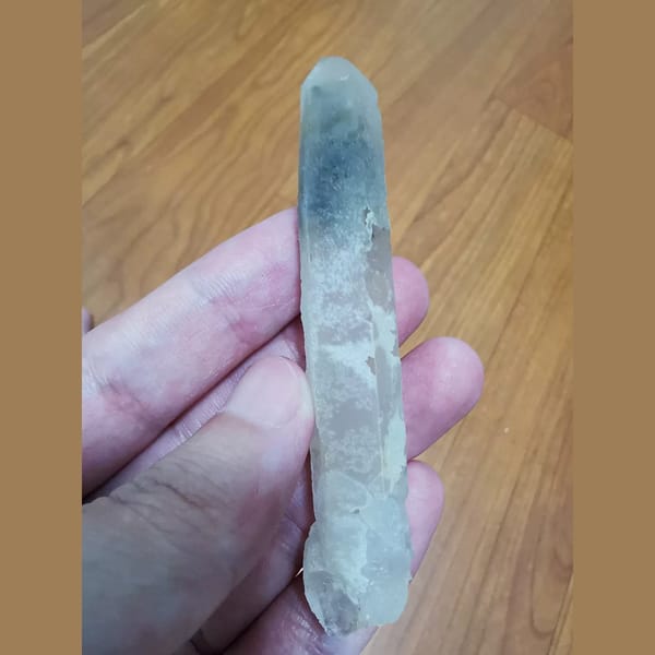 Quartz with grey-green included tip — alternate view