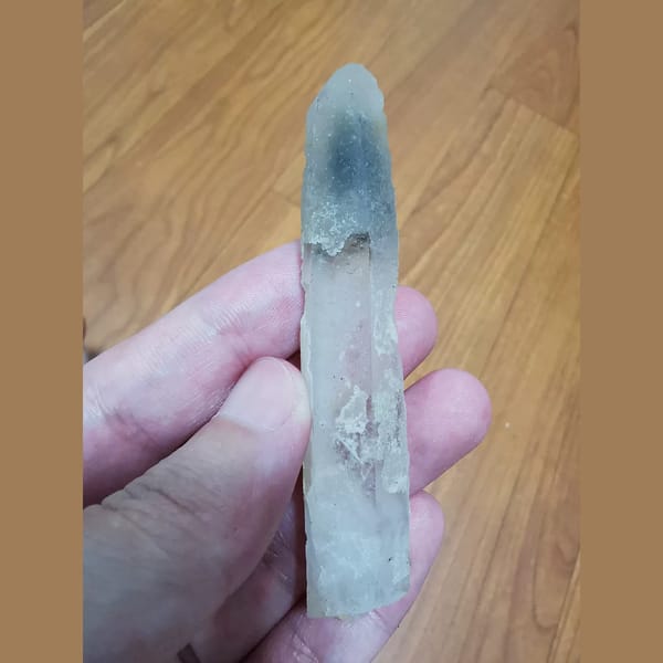 Quartz with grey-green included tip — alternate view