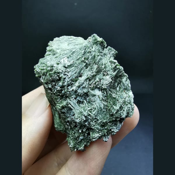 Green epidote cluster from Shijiangshan — detail view
