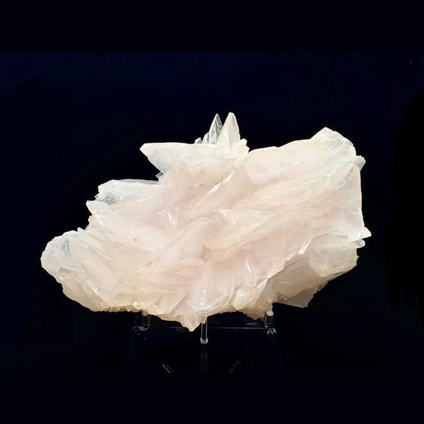 Large pink petal calcite cluster from Yaogangxian, Hunan — complete view