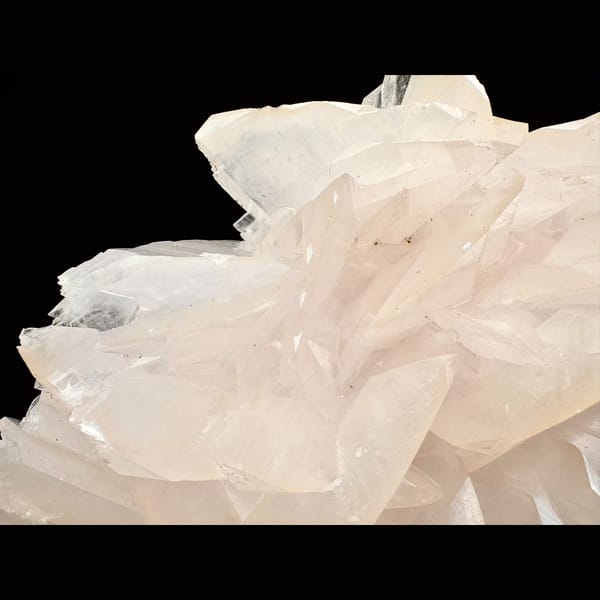 Large pink petal calcite cluster from Yaogangxian, Hunan — alternate view