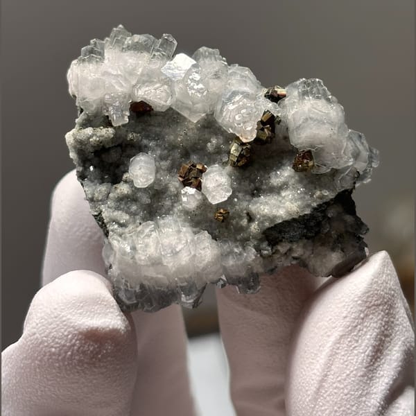Calcite with pyrite from Hubei — alternate view