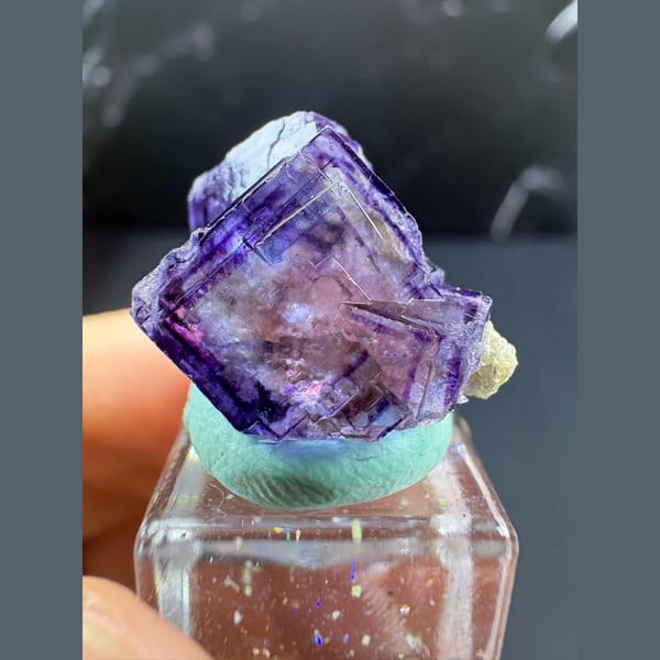 Small purple-edged fluorite with dolomite from Yaogangxian — complete view