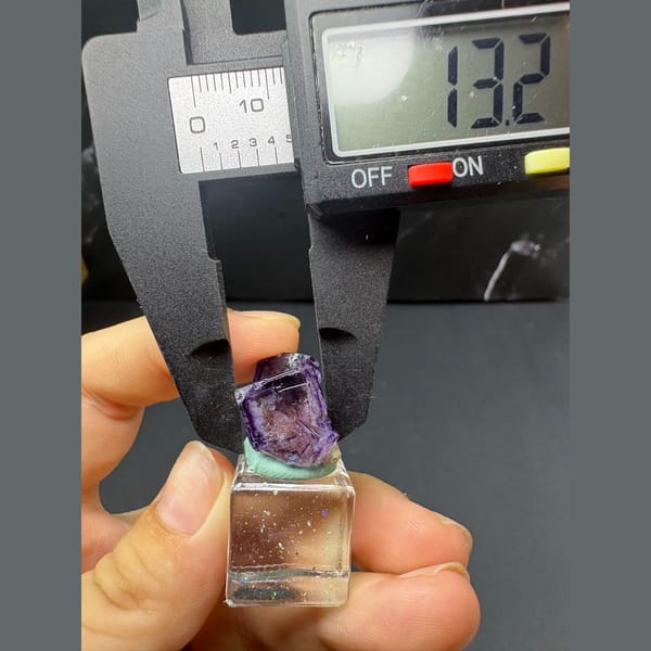 Small purple-edged fluorite with dolomite from Yaogangxian — detail view