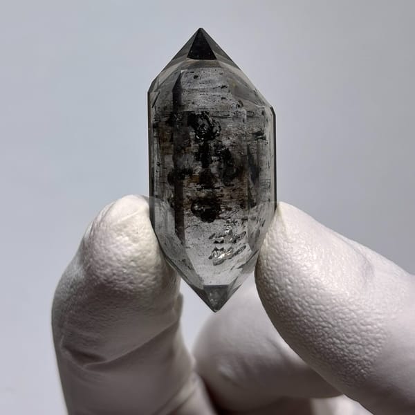 Complete spirit quartz twin from Yunnan — detail view