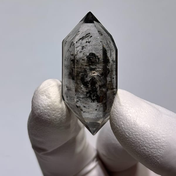 Complete spirit quartz twin from Yunnan — detail view