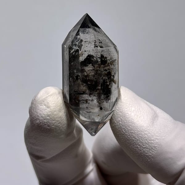 Complete spirit quartz twin from Yunnan — detail view
