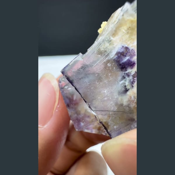 Enhydro Fluorite with Purple Inclusions Yaogangxian 2.6 cm — detail view