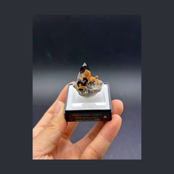 Smoky Quartz with Spessartine Garnet from Tongbei — full specimen view 1 of 3