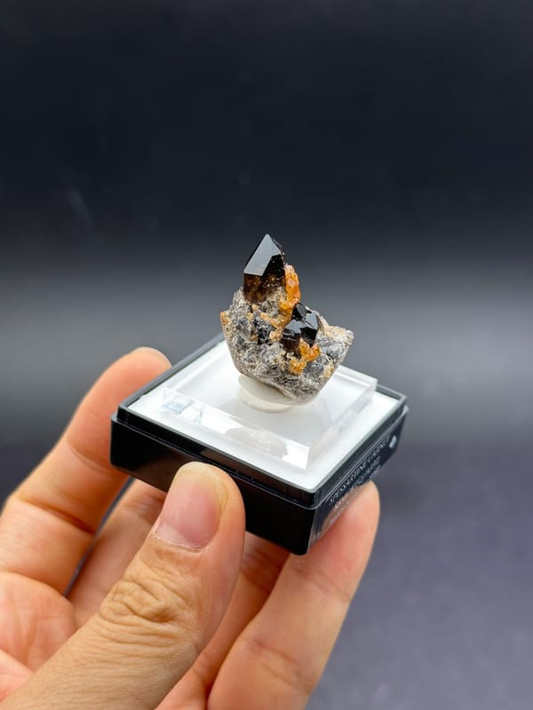 Smoky Quartz with Spessartine Garnet from Tongbei — full specimen view 2 of 3
