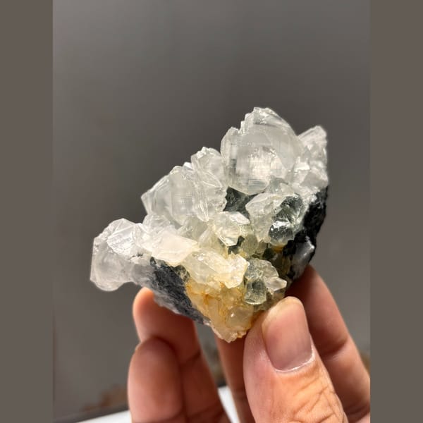 Calcite with fluorite from Fujian — complete view