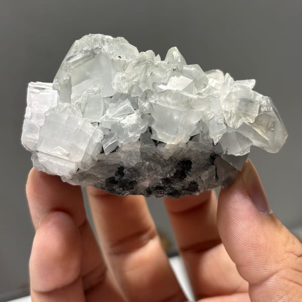 Calcite with fluorite from Fujian — detail view