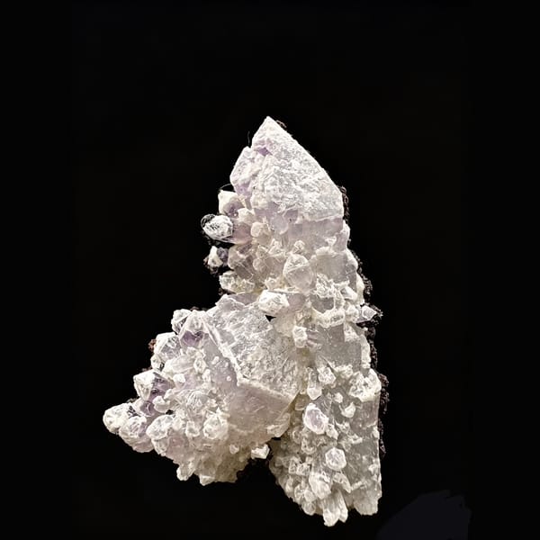 Second-growth amethyst with red limonite from Inner Mongolia — complete view