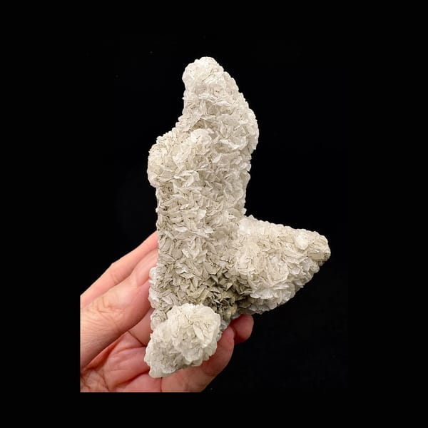 White Petal Calcite on Quartz Column, Inner Mongolia — full specimen view 1 of 3