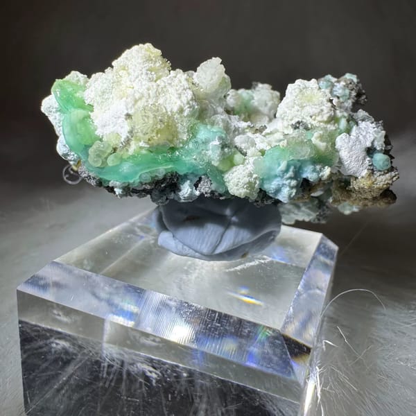 Mint Green and White Creedite on Matrix 4.5 cm — alternate view