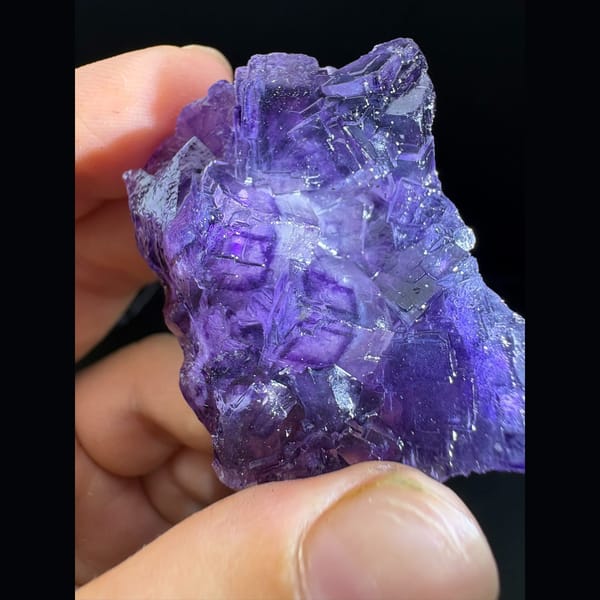 Rich purple fluorite cubes with framed edges from Henan — complete view