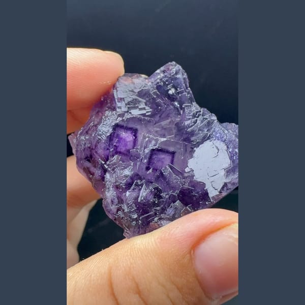 Rich purple fluorite cubes with framed edges from Henan — alternate view