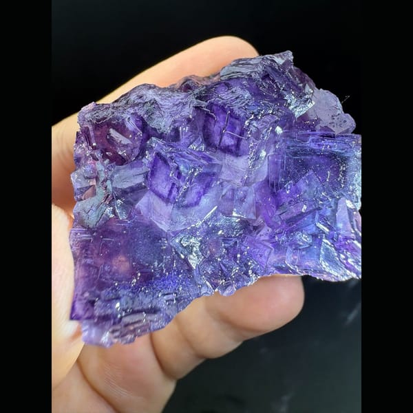 Rich purple fluorite cubes with framed edges from Henan — alternate view