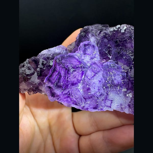 Glassy purple framed fluorite from Luoyang Henan — detail view