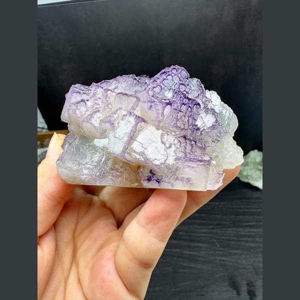 Fluorite with blue core and purple traced edges from Guizhou — alternate view