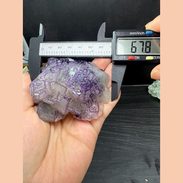 Fluorite with blue core and purple traced edges from Guizhou — detail view
