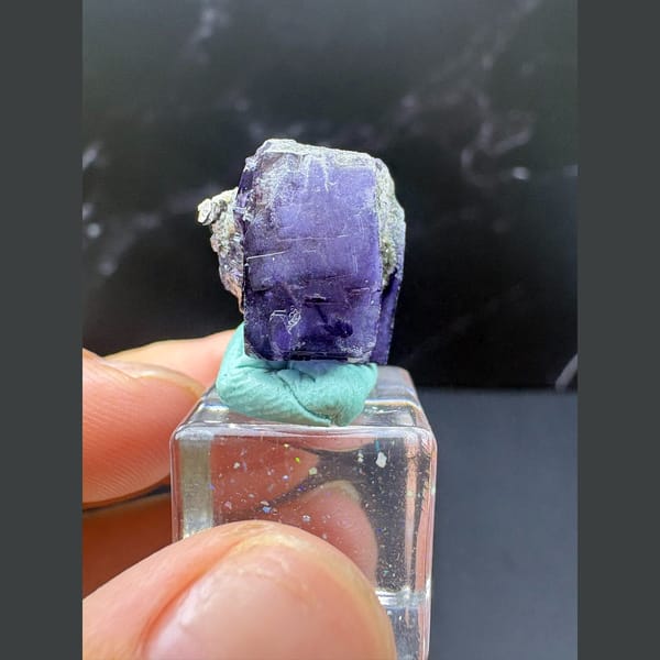 Small rich purple fluorite crystal from Yaogangxian — detail view