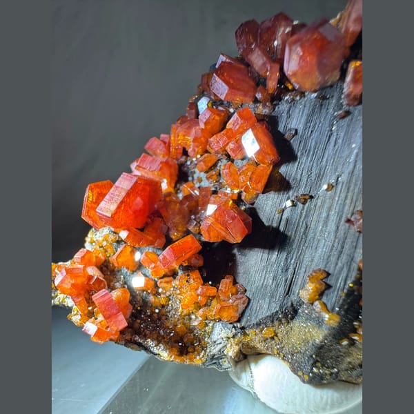 Orange-Red Vanadinite Plate Morocco 7.0 cm — detail view
