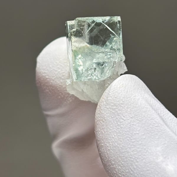 Zhejiang fluorite with quartz — detail view