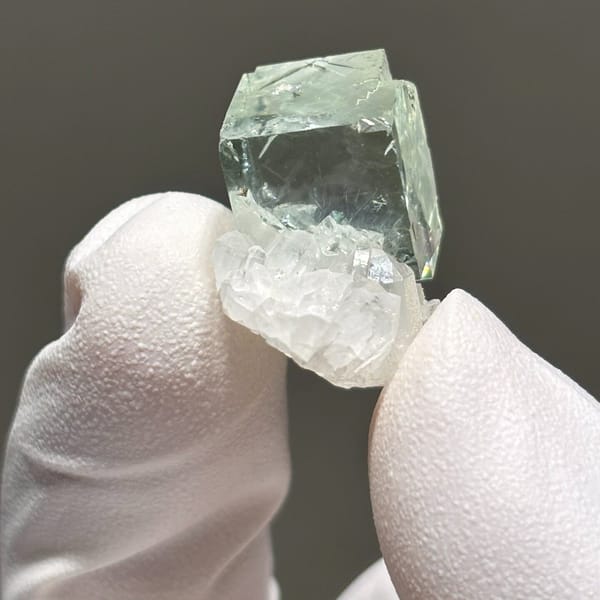 Zhejiang fluorite with quartz — detail view
