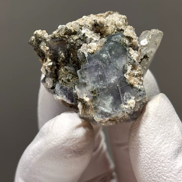 Yaogangxian fluorite with quartz and mica — alternate view