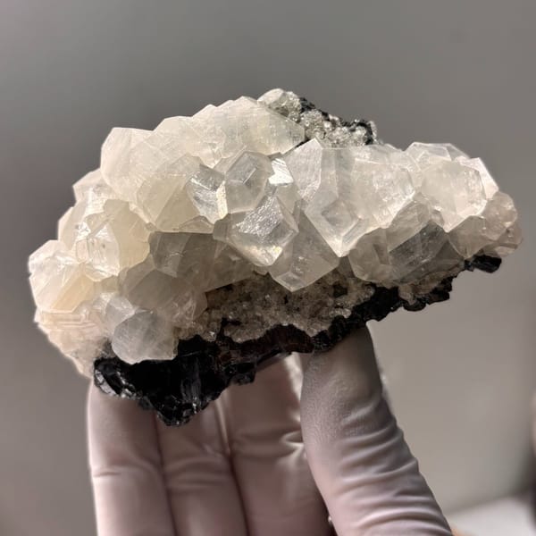Calcite with sphalerite from Hubei — detail view